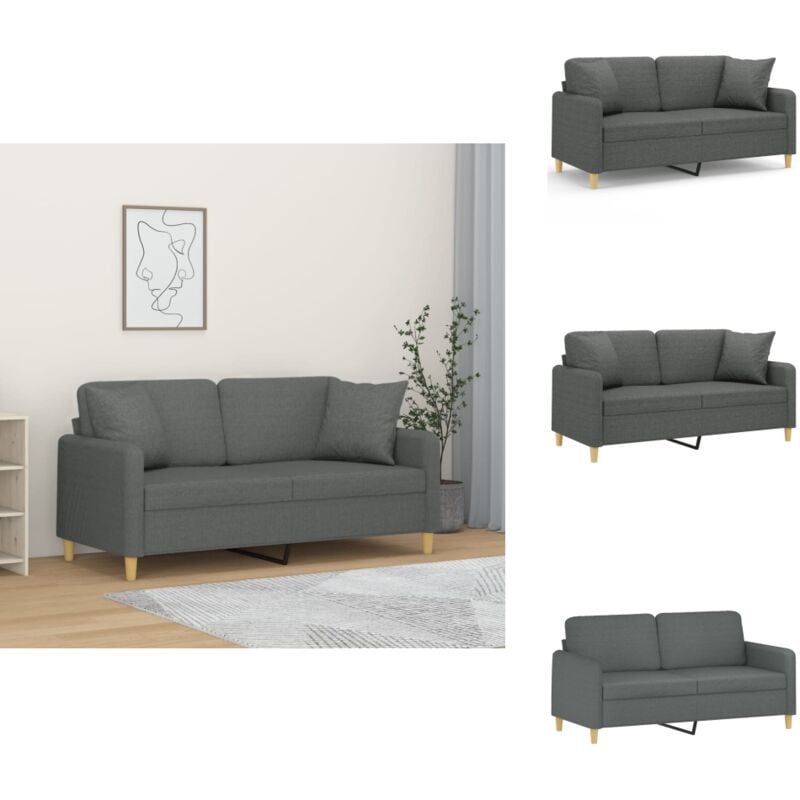 2-Sitzer-Sofa mit Zierkissen Dunkelgrau 140 cm Stoff - 2-Sitzer-Sofa - Wohnlandschaft - Grau Sofa - Gemütliches Sofa - Couchtisch