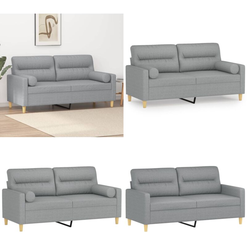 2-Sitzer-Sofa mit Zierkissen Hellgrau 140 cm Stoff - 2-Sitzer-Sofa - Wohnlandschaft - Grau Sofa - Couchtisch - Gemütliches Sofa - Home & Living