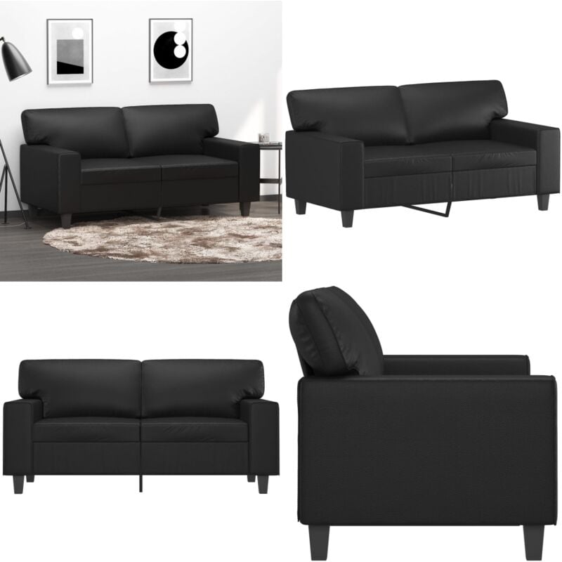 2-Sitzer-Sofa Schwarz 120 cm Kunstleder - 2-Sitzer Sofa - Schwarzes Sofa - Leder Sofa - Wohnzimmersofa - Gemütliches Sofa - Home & Living
