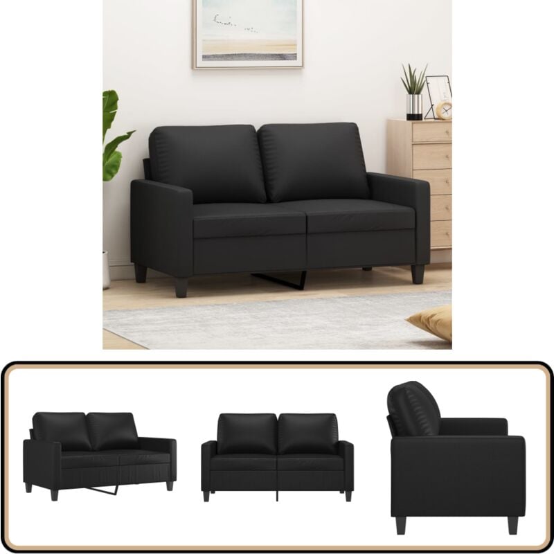 2-Sitzer-Sofa Schwarz 120 cm Kunstleder - 2-Sitzer Sofa - Schwarzes Sofa - Ledercouch - Wohnzimmersofa - Modernes Sofa