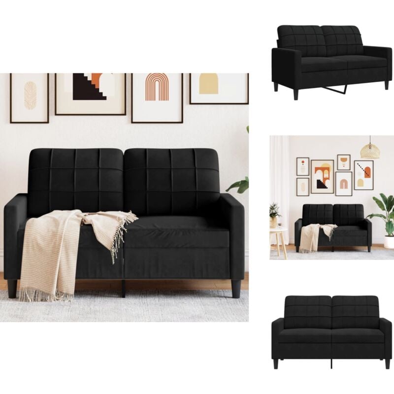 2-Sitzer-Sofa Schwarz 120 cm Samt - Samtsofa - 2-Sitzer Sofa - Wohnzimmersofa - Schwarzes Sofa - Modernes Sofa