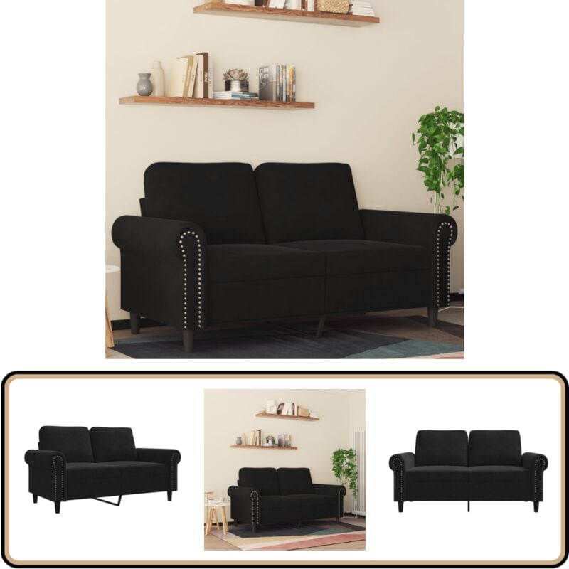 2-Sitzer-Sofa Schwarz 120 cm Samt - Samtsofa - Schwarzes Sofa - Wohnzimmersofa - 2-Sitzer Sofa - Modernes Sofa