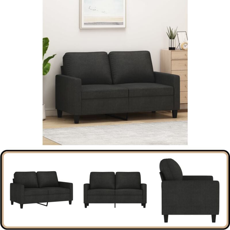 2-Sitzer-Sofa Schwarz 120 cm Stoff - 2-Sitzer Sofa - Schwarzes Sofa - Wohnzimmersofa - Modernes Sofa - Gemütliches Sofa