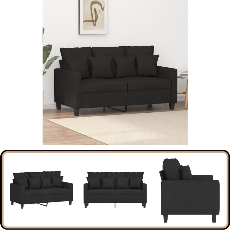 2-Sitzer-Sofa Schwarz 120 cm Stoff - Couch - 2-Sitzer Sofa - Schwarzes Sofa - Wohnzimmersofa - Modernes Sofa