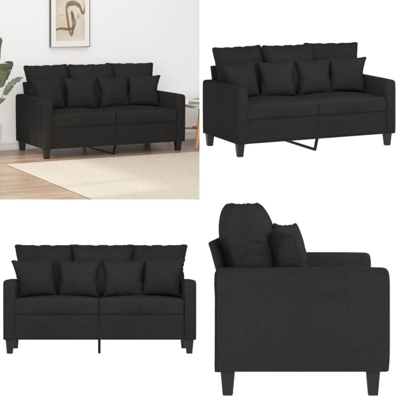 2-Sitzer-Sofa Schwarz 120 cm Stoff - Couch - 2-Sitzer Sofa - Schwarzes Sofa - Wohnzimmersofa - Modernes Sofa - Home & Living