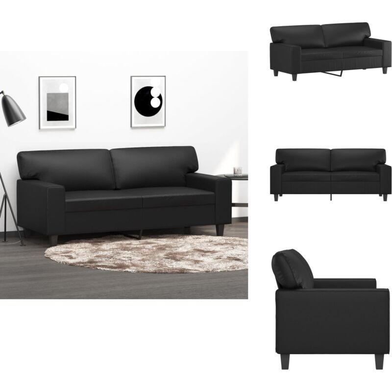 2-Sitzer-Sofa Schwarz 140 cm Kunstleder - 2-Sitzer Sofa - Schwarzes Sofa - Leder Sofa - Wohnzimmersofa - Couchtisch