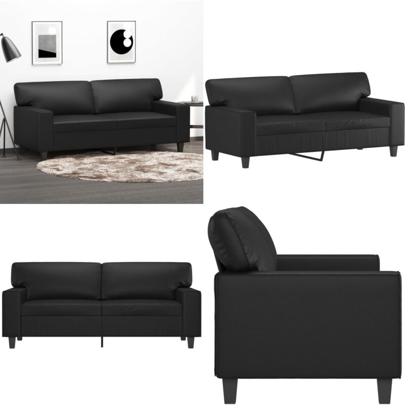 2-Sitzer-Sofa Schwarz 140 cm Kunstleder - 2-Sitzer Sofa - Schwarzes Sofa - Leder Sofa - Wohnzimmersofa - Couchtisch - Home & Living