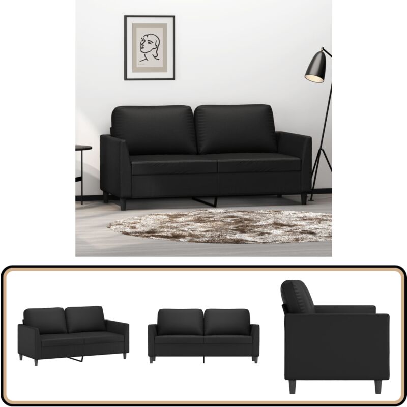 2-Sitzer-Sofa Schwarz 140 cm Kunstleder - 2-Sitzer Sofa - Schwarzes Sofa - Ledercouch - Wohnzimmersofa - Modernes Sofa