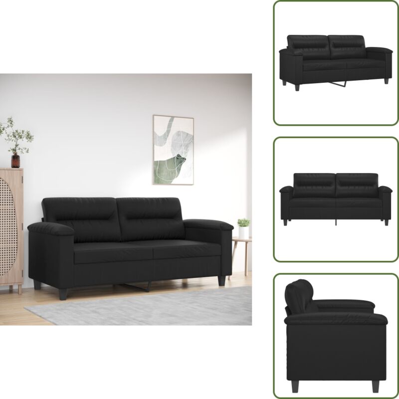 2-Sitzer-Sofa Schwarz 140 cm Kunstleder - Couch - 2-Sitzer Sofa - Ledercouch - Schwarzes Sofa - Wohnzimmersofa