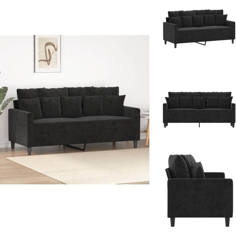 2-Sitzer-Sofa Schwarz 140 cm Samt - Samtsofa - 2-Sitzer Sofa - Wohnzimmersofa - Schwarzes Sofa - Modernes Sofa