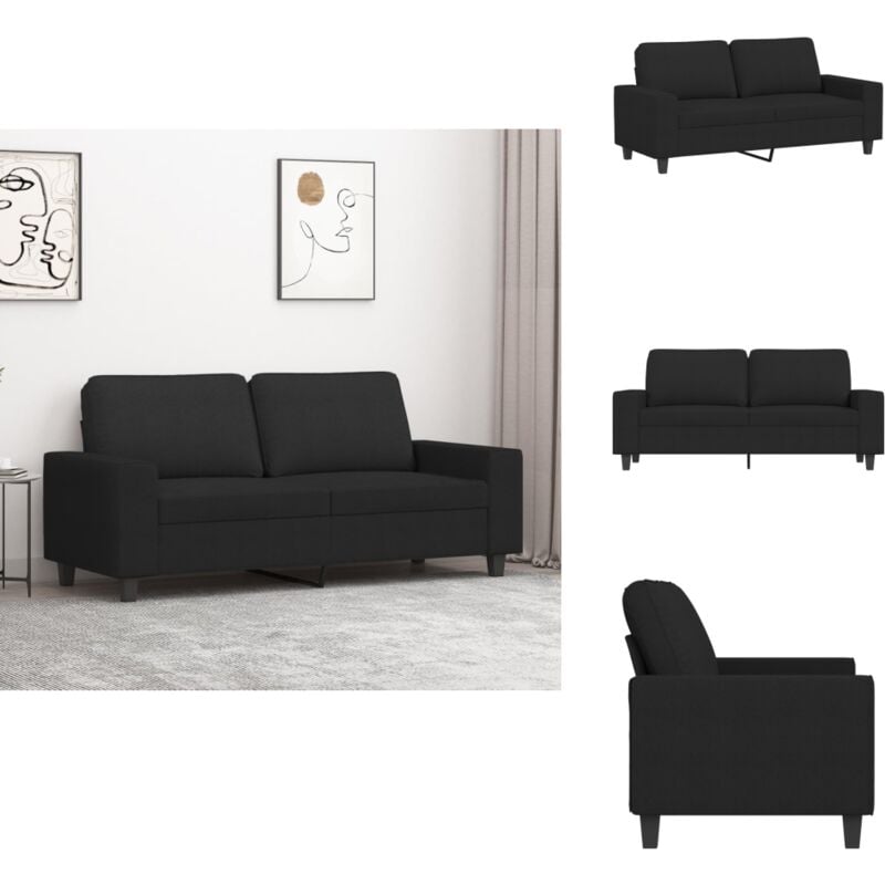 2-Sitzer-Sofa Schwarz 140 cm Stoff - 2-Sitzer Sofa - Schwarzes Sofa - Wohnzimmersofa - Modernes Sofa - Gemütliches Sofa
