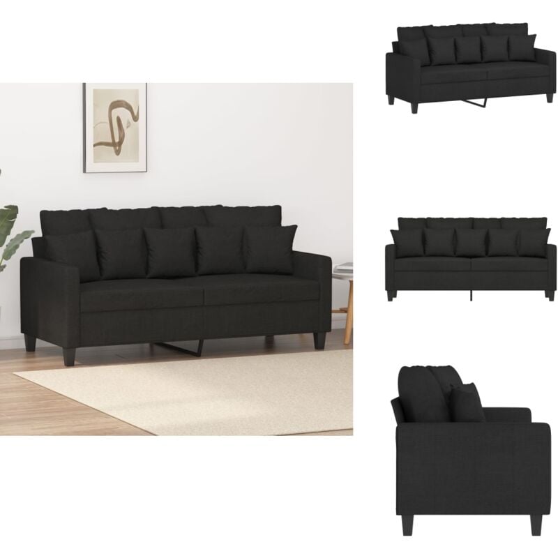 2-Sitzer-Sofa Schwarz 140 cm Stoff - 2-Sitzer Sofa - Schwarzes Sofa - Wohnzimmersofa - Modernes Sofa - Gemütliches Sofa