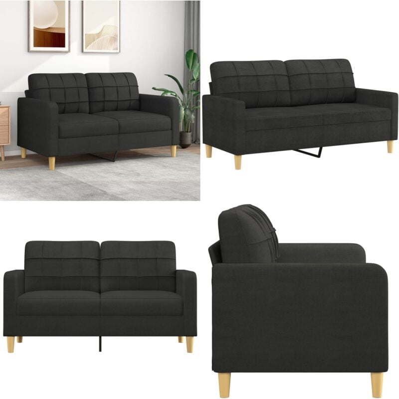 2-Sitzer-Sofa Schwarz 140 cm Stoff - 2-Sitzer Sofa - Schwarzes Sofa - Wohnzimmersofa - Modernes Sofa - Gemütliches Sofa - Home & Living