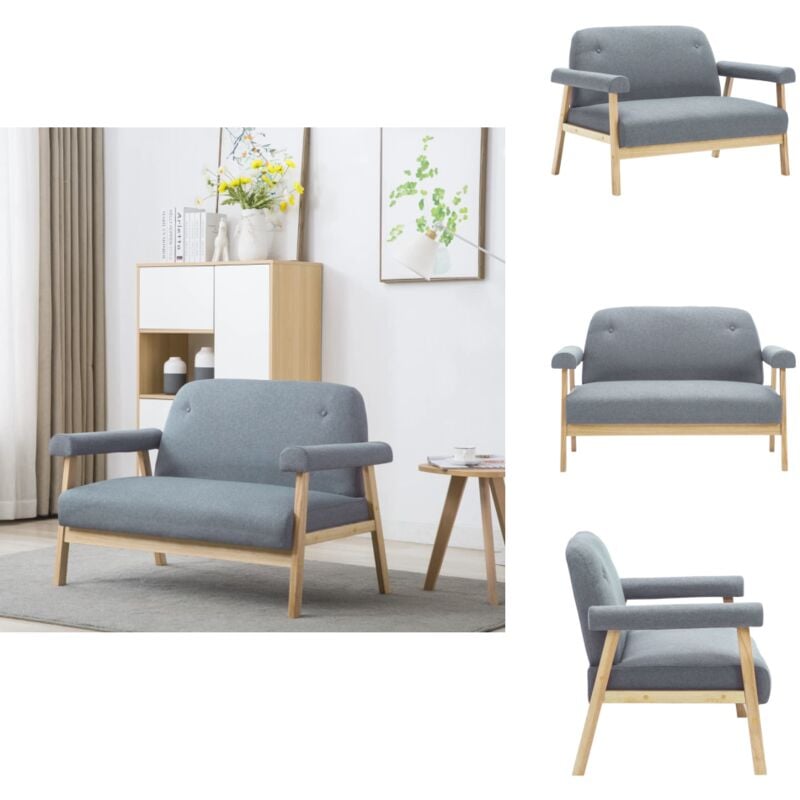 2-Sitzer-Sofa Stoff Hellgrau - 2-Sitzer Sofa - Grau Sofa - Wohnzimmersofa - Couchtisch - Gemütliches Sofa