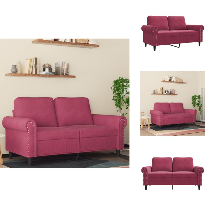 2-Sitzer-Sofa Weinrot 120 cm Samt - Samtsofa - Wohnzimmersofa - 2-Sitzer Sofa - Weinrotes Sofa - Modernes Sofa