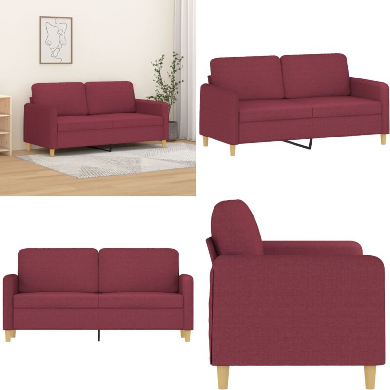 2-Sitzer-Sofa Weinrot 140 cm Stoff - 2-Sitzer Sofa - Wohnzimmersofa - Couch - Leder Sofa - Samtcouch - Home & Living