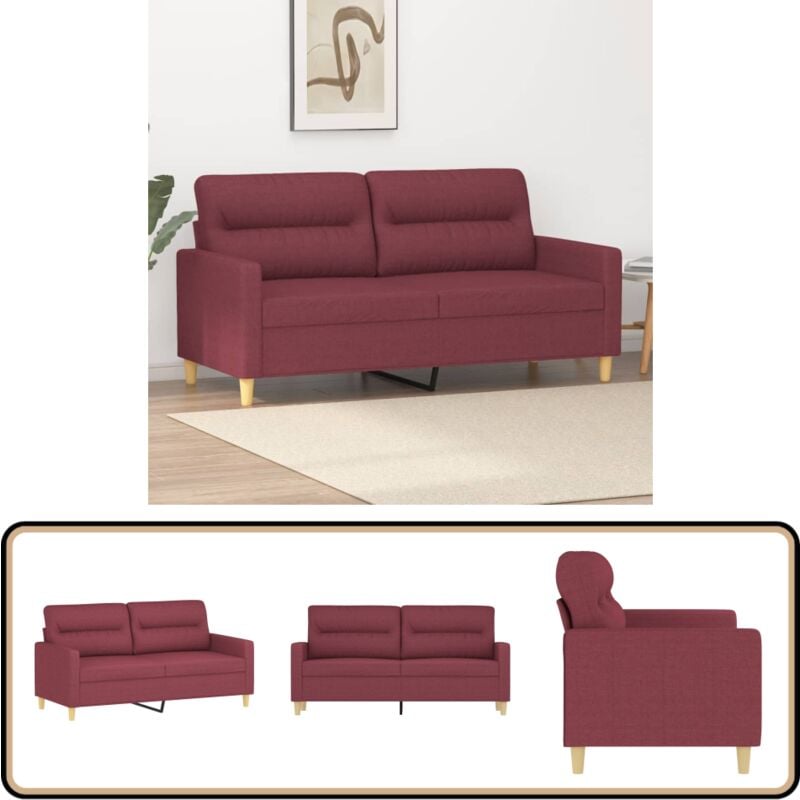 2-Sitzer-Sofa Weinrot 140 cm Stoff - 2-Sitzer Sofa - Wohnzimmersofa - Lederlook Sofa - Weinrot Sofa - Gemütliches Sofa