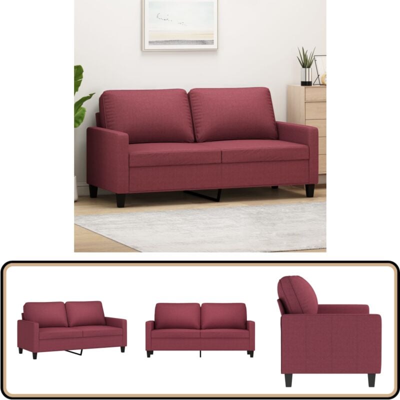 2-Sitzer-Sofa Weinrot 140 cm Stoff - Couch - 2-Sitzer Sofa - Wohnzimmersofa - Weinrot Sofa - Lederlook Sofa