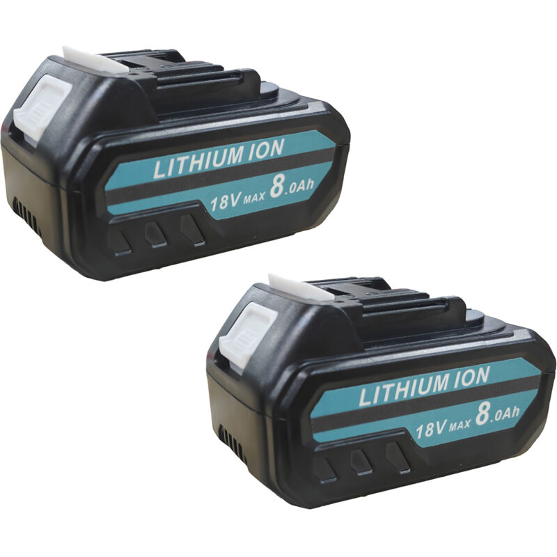 Mawiron - 2 Stück 18V 8,0Ah Lithium-Ionen-Akku, Ersatzakku für Makita 18V Akku BL1860 BL1830B BL1840B LXT400 Li-Ion-Akku mit LED-Anzeige, kompatibel