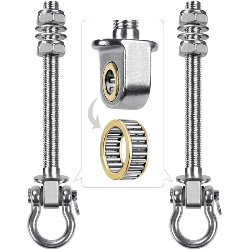 2 Stück 22,5 cm Hängematten-Schaukel-Aufhänger-Schrauben-Set, Schwenklager für Innen-/Außenstühle, Yoga-Seil, Boxsack, Sandsack, 1500 lbs