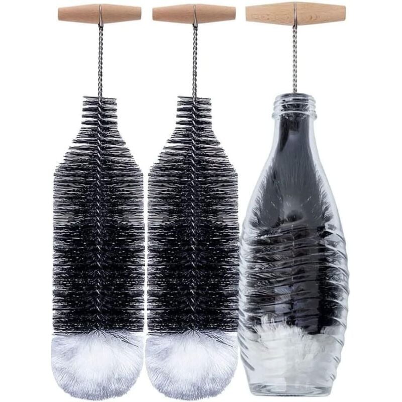 2 Stück 35cm Flaschenbürste kompatibel mit Sodastream Glasflasche, kratzerfreier Flaschenreiniger Bürste Löst hartnäckigen Schmutz, Reinigungsbürste