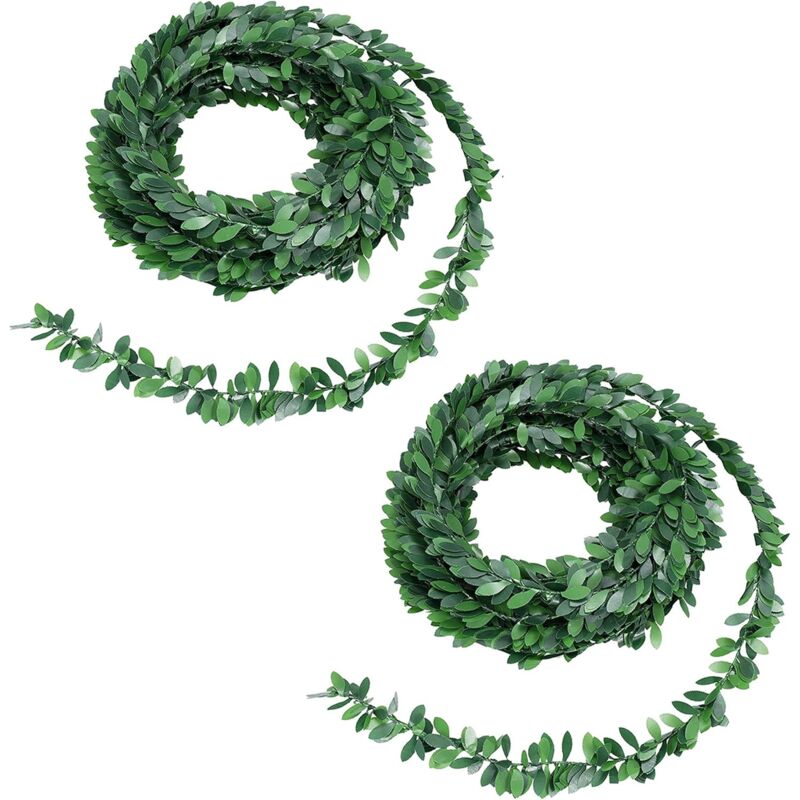 Aougo - 2 Stück 7,5 m künstliche Blätter-Girlande, künstlicher Efeu-Kranz, künstliche Ranken für Tür, Fenster, Wand, Fenster, Party, Heimdekoration,