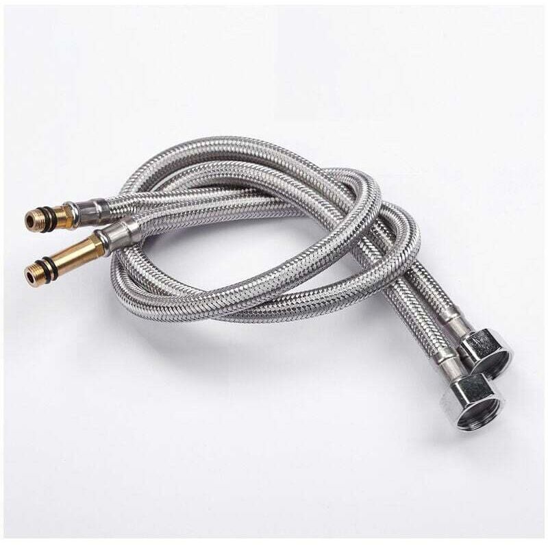 Linghhang - 2 Stück (80 cm) Edelstahl-Sanitär-U-Rohr, flexibel, für flexiblen Wasserhahn, innen, Sanitär-U-Rohr, flexibel für Waschbecken,
