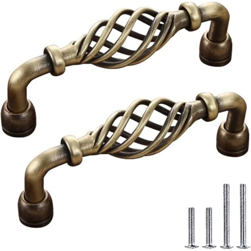 2 Stück Antiker Vogelkäfig Schrankgriffe Vintage Metall Schwarz Schrankgriffe mit Schrauben Schubladengriff Möbelgriff Türgriff Griffe für