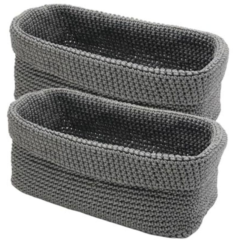 2 Stück Aufbewahrungskorb Bad Häkelkorb 29x15x18.5cm Grau Korb für Gästehandtücher Körbchen Aufbewahrung für Küche, Bad, Regale, Brot, Kosmetik