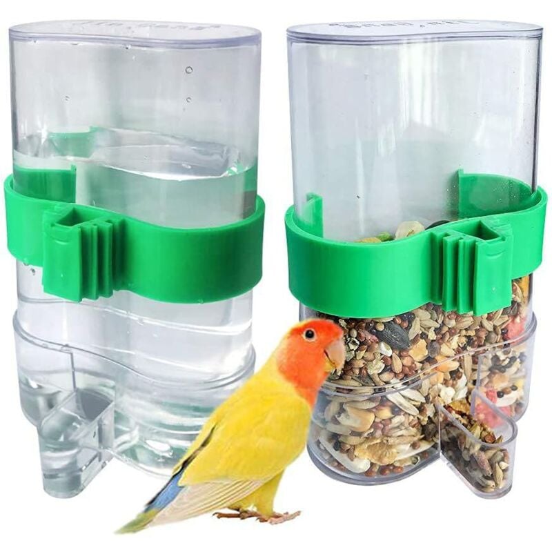 2 Stück automatische Wasserfalle, Vogeltränke, automatische Futterspender, automatische Vogeltränke, Vogelfutterspender, für Vogelkäfig-Zubehör