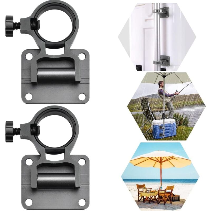 Memkey - 2 Stück Balkon-Schirmständer, Aluminiumlegierung, Angelbox, Schirmhalter, Balkon-Sonnenschirm-Befestigung, klappbare Angelschirmhalter für