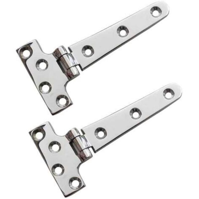 2 Stück Boots-Türscharniere aus Edelstahl in T-Form für Boots- und Yachtmöbel (100 x 54 mm)