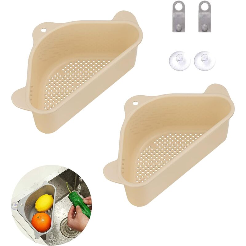 2 Stück dreieckige Spülbeckenhalter, Spülbecken-Abflusskörbe mit Saugnapf, multifunktionale Spülbecken-Abtropfgestelle für Küche und Badezimmer