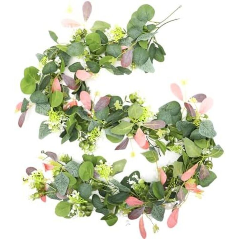 2 Stück Eukalyptus blumengirlande deko, 1,8m Eukalyptus Deko Blumengirlande Tischgirlande Girlande frühling Künstliche Pflanze Hängepflanze für
