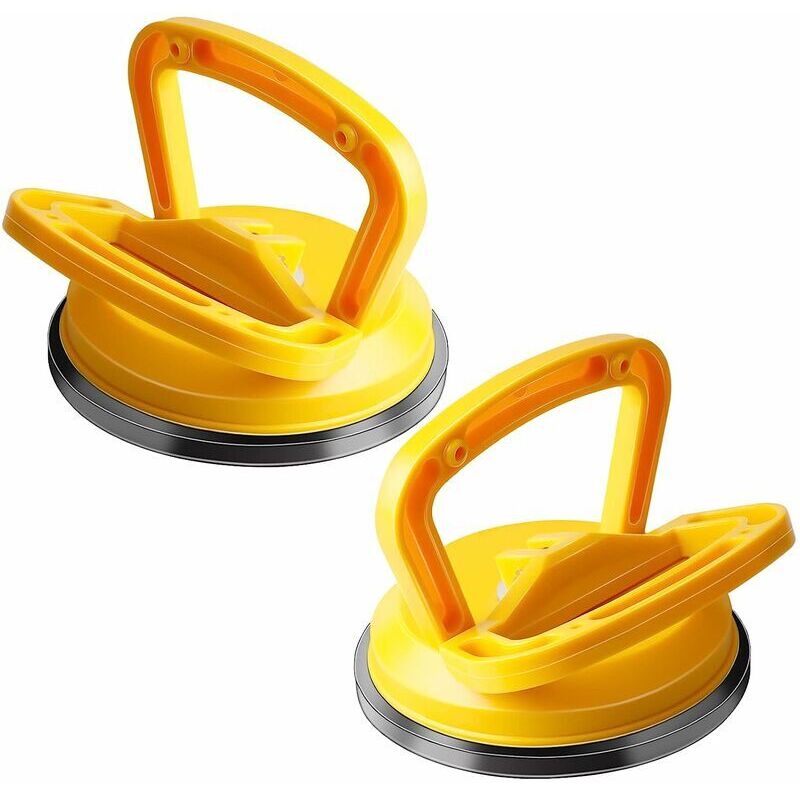 Lablanc - 2 Stück Glas-Saugnapf, Fliesen-Saugnapf, max. 40 kg Kapazität, 118 mm Glaser-Saugnapf, Handhabungs-Saugnapf für Fliesen, Glas, Holz, Gelb