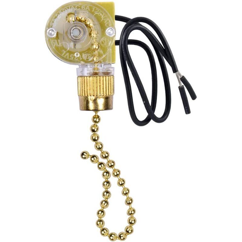 2 Stück (gold) ZE-109 Deckenventilator-Lichtschalter mit Kabel, kabelgebundener Deckenventilator-Lichtschalter, 2 Stück