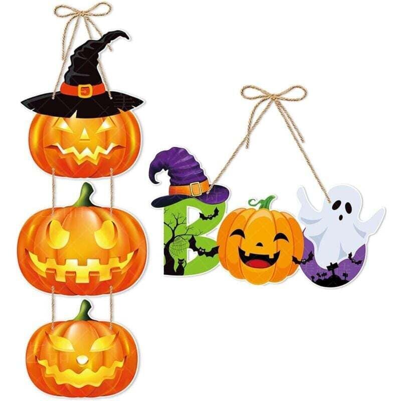 2 Stück Halloween-Willkommensschild, Halloween-Türanhänger, Kürbis-Fledermaus-Türbehang, Halloween-Dekoration für Tür, für festliche