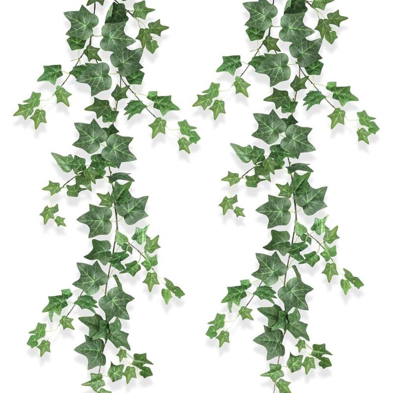 2 Stück künstliche Efeugirlande, gefälschter Efeu, künstliches Laub, künstliche Kletterpflanzen, für drinnen und draußen, Ranke, künstliche