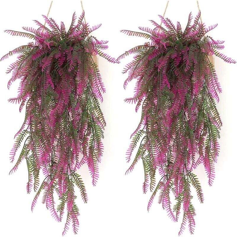 2 Stück, Mauve, Künstliche Farnpflanze, Kunstpflanzen, Deko, Kunstpflanze Outdoor für Feier, Hochzeit, Küche, Garten, Bürodekoration