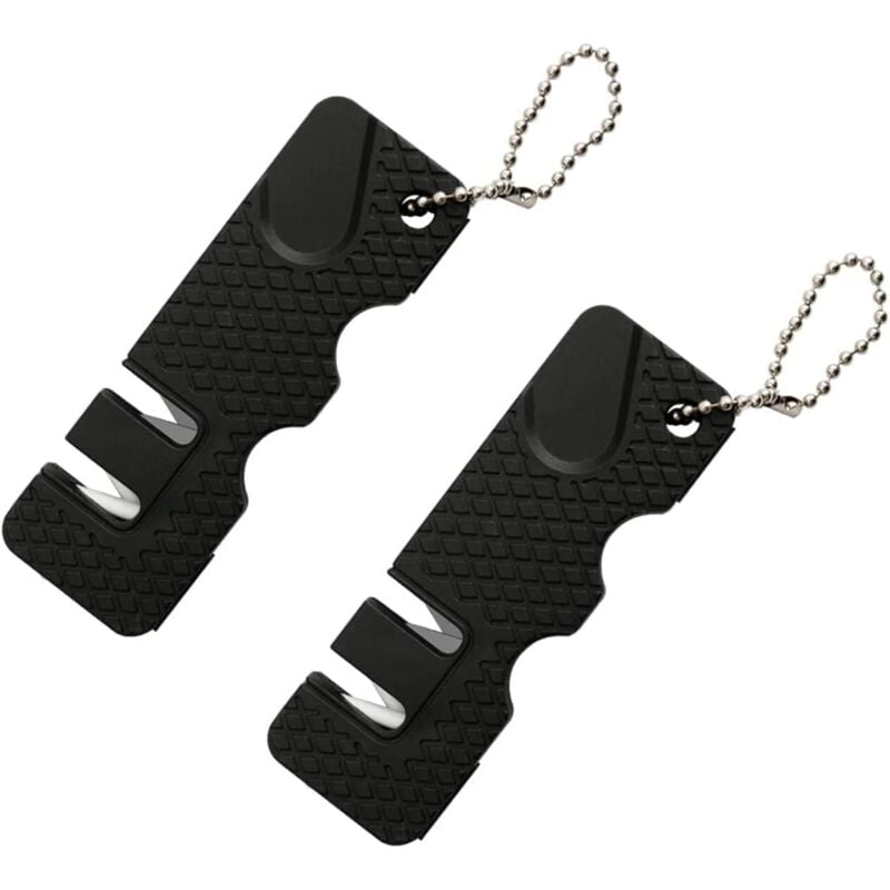 2 Stück Mini-Messerschärfstein, Messerschärfer, Outdoor-Werkzeuge, Küche, multifunktional, tragbarer Mini-Schleifstein für Outdoor-Reisen (schwarz)