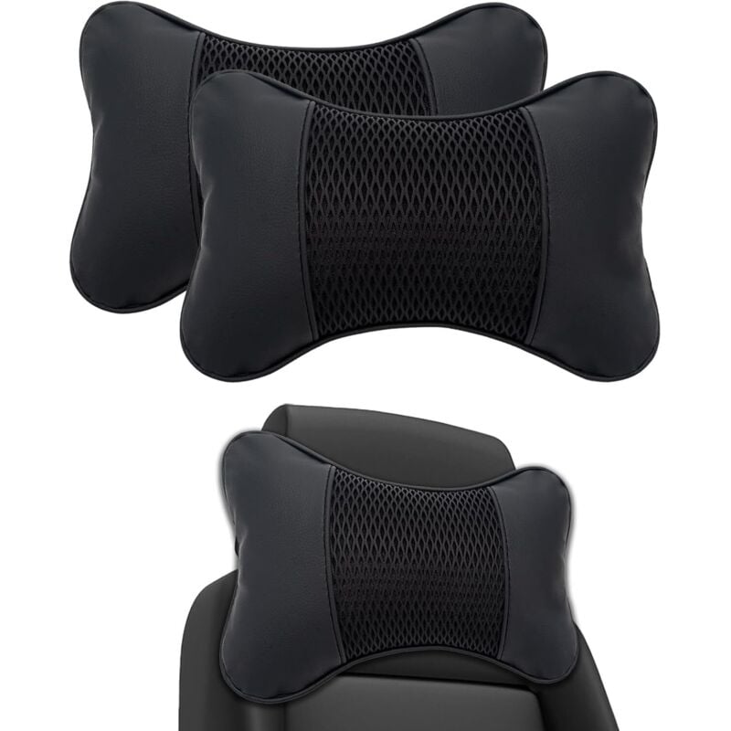 2 Stück Nackenkissen Auto, Schwarzes Kopfstütze Auto Kinder und Erwachsene, Nackenstütze Auto Weiches Auto Nackenkissen(Schwarz)