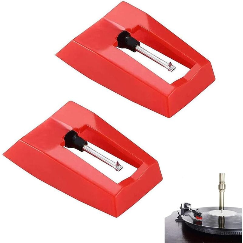 2 Stück Plattenspieler Nadel, Saphir Diamond Needle Replacement, Tonabnehmer Nadel für Plattenspieler, 1.8cm x 1cm, Ersatz für Vinyl Plattenspieler