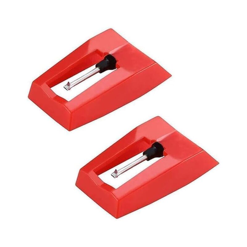 Bluedeer - 2 Stück Plattenspieler Nadeln (Rot) aus Weichem Kunststoff Ersatznadel für teac & Vinyl