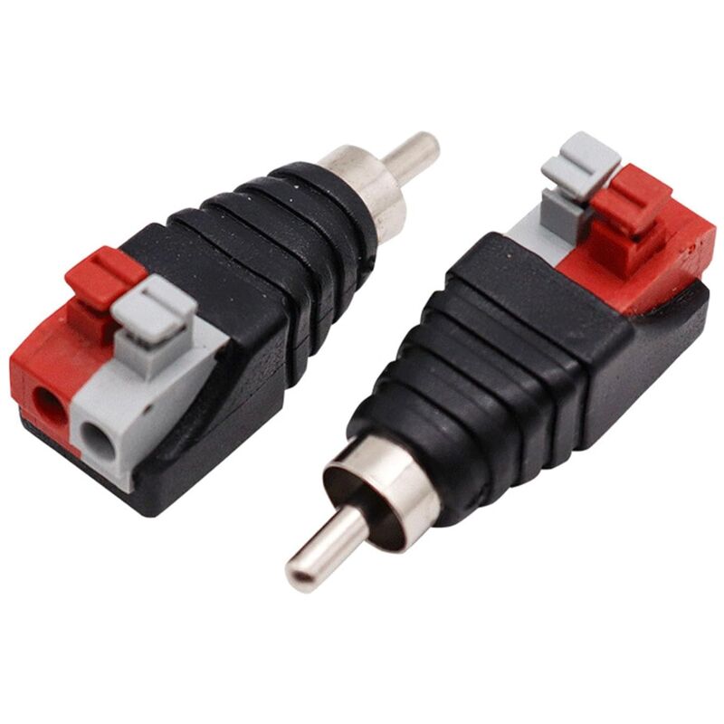 2 Stück rca Cinch zu Lautsprecher Kabeladapter Subwoofer Lautsprecher Phono Cinch-Stecker zu av 2 Schraubklemme Video Audio Federpresse Typ Balun für