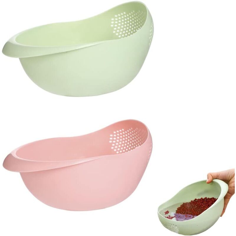 2 Stück Reissieb, Obst-Gemüse-Sieb, Küchensieb, Multifunktion, Vermeidung von Zutatenverschwendung, zum Reinigen und Filtern von Gemüse, Obst, Bohnen