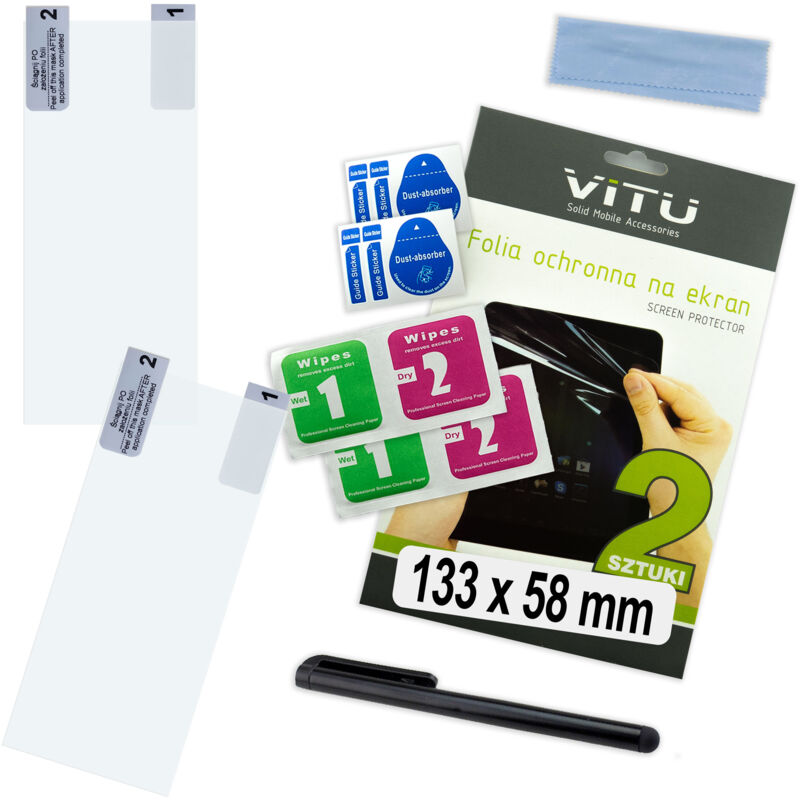 2 Stück Schutzfolie 133 x 58 mm 13,3 x 5,8 cm 5,7' VITU für Handy, Smartphone, GPS