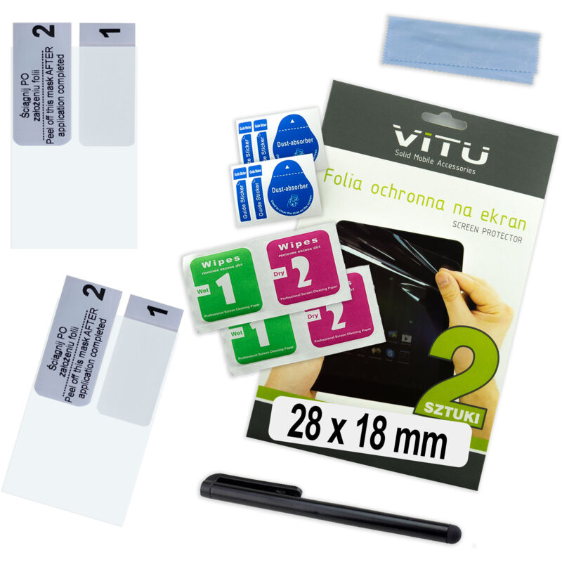 2 Stück Schutzfolie 28x18 mm 2,8x1,8 cm 1,3' VITU für Smartwatch