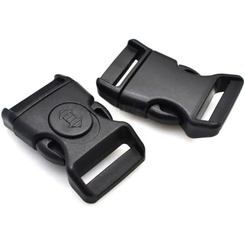 Bluedeer - 2 Stück Schwarz Reglerbuckel – Steckschnalle aus robustem Kunststoff, 25 mm Schnellverschluss für Rucksäcke, Taschen & Gürtel –