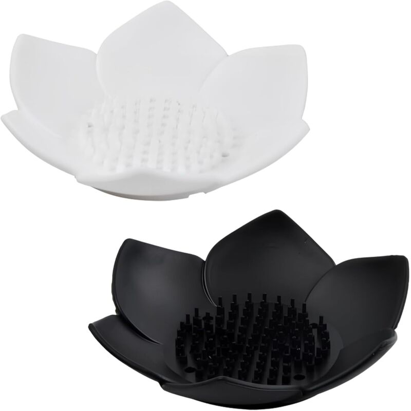 2 Stück Seifenschale in Lotusform, Seifenhalter fürs Badezimmer, Seifenschale auf Silikonbasis, für Badezimmer, Küche, Duschraum, Waschküche oder