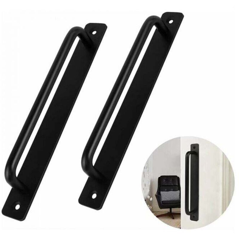 2 Stück Türgriff, schwarzer Türgriff, Aluminiumlegierung, robuster Schiebetürgriff für Innen- und Außentüren, Scheunentore, Kleiderschränke,